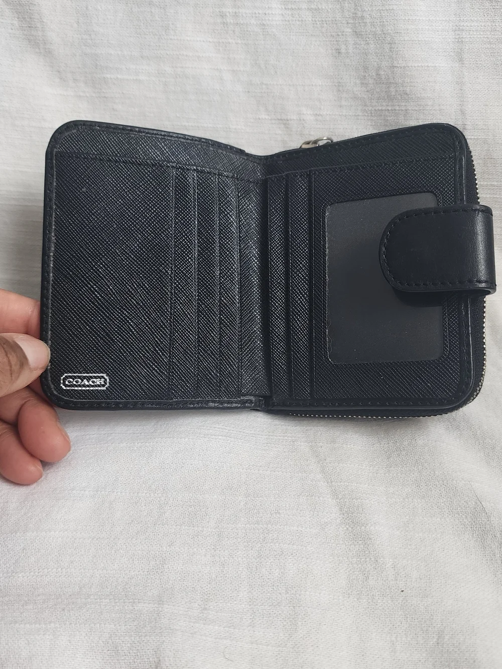 Coach Black/Charcoal Signature Zip Wallet